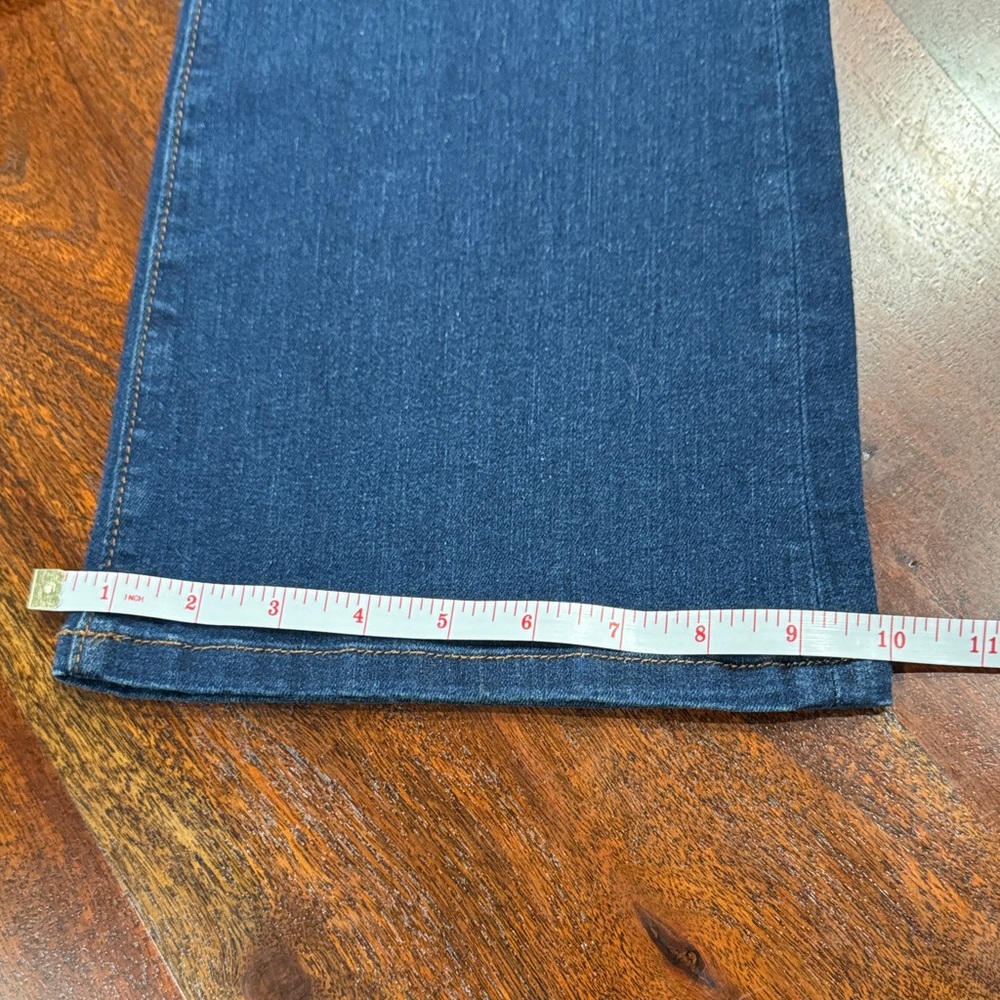LOFT Blue Wide Leg Jeans Patch Pocket Slim Flare Dark Wash Retro - Picture 12 of 12